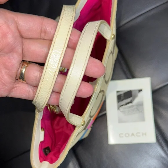 Coach Tan and Multicolor Patchwork Tote - Picture 9 of 13